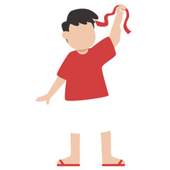 Boy Holding Ribbon Flag