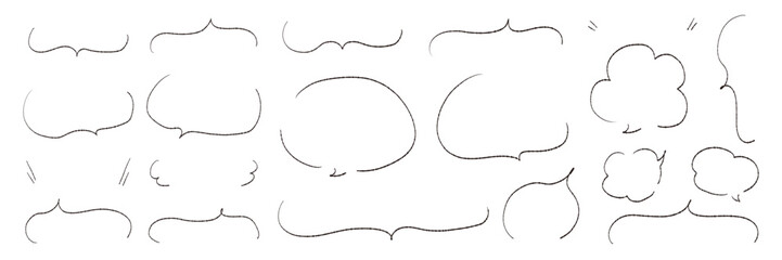 シンプルな線の手書きの吹き出しセット