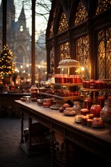 Festive Candlelit Table Setting for Holiday Celebration