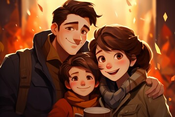 Autumn Family Bonding: A Warm Embrace