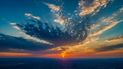 Fototapeta premium view of sky and clouds - The view of the sky and the pattern of clouds during the flight (Golden Time) from the airplane window