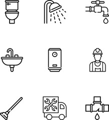 Set of bathroom related icon with simple line design 