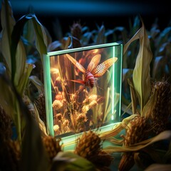 illustration of Create an image showing a corn crop from an aerial, Generative ai
