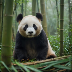 Obraz premium panda in a bamboo forest