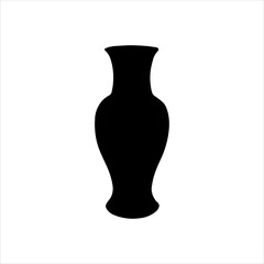 Black vase silhouette isolated on white background. Black vase icon vector illustration.