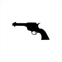 Vintage pistol silhouette isolated on white background. Pistol icon vector illustration.