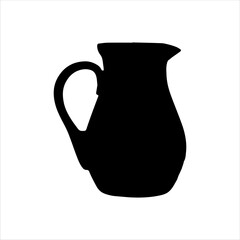 Water pitcher silhouette isolated on white background. Pitcher icon vector illustration.