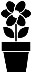 Flower and flowerpot silhouette icon