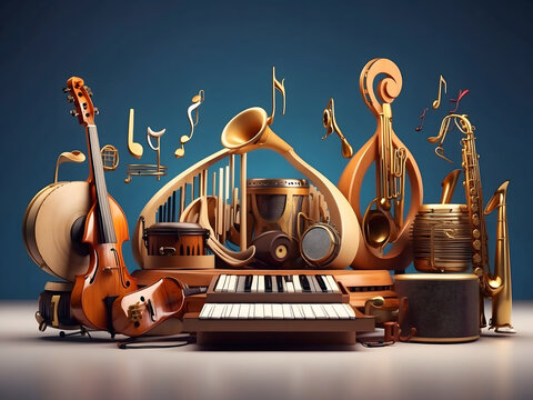 World Music Day is observed every year in June. it is the art of arranging sounds in time to produce a composition through the elements of melody, harmony, rhythm, and timbre design. 3D Rendering - Powered by Adobe