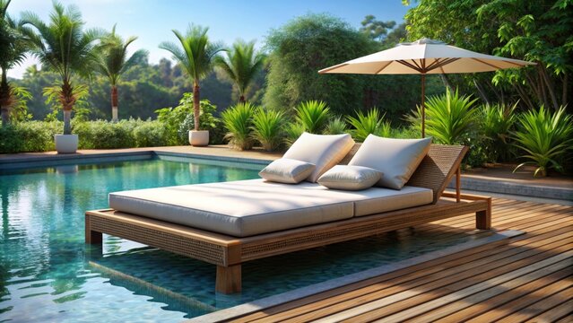 ool bed beside the pool for relax