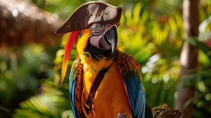 parrot in a pirate costume   parrot on a branch