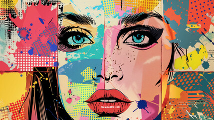 pop art with lots of colors womens face 
