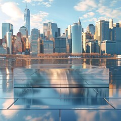 Obraz premium Modern metallic gold stand, with a smooth finish and clean lines, located in a chic gallery-like space with spotlights that enhance the allure of luxury goods