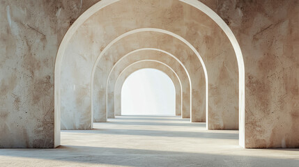 Obraz premium Minimalist and serene geometric arch landscape wallpaper