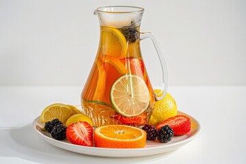 Kaleidoscope of Colors in Arnold Palmer Sangria with Fresh Fruit and Sauvignon Blanc