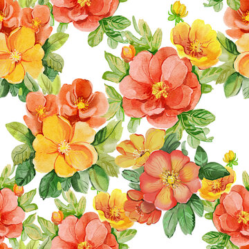 seamless pattern with flowers. Roses from Paris. Hand drawn illustration. 