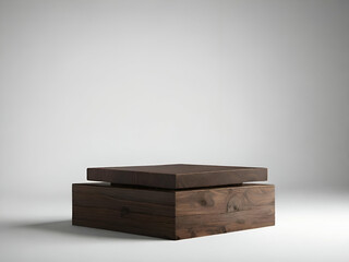 wooden podium  on white background for organic products. Natural style for presentation display  products
