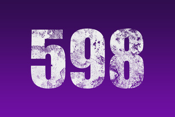 flat white grunge number of 598 on purple background.