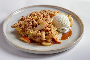 Delicious Granny Smith Apple Crumble with Vanilla Ice Cream