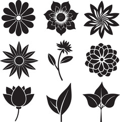 set of flowers icon illustration isolated white background