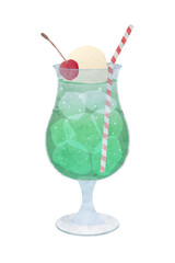 クリームソーダの水彩画イラスト