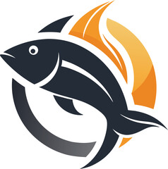 A minimalist fish logo for fisheries vector art illustration