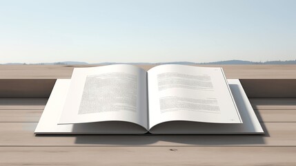 Open book on the wooden table. 3D rendering. Vintage style.. Generative AI