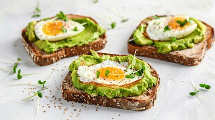 Avocado Egg Sandwiches for healthy breakfast. AI Generative