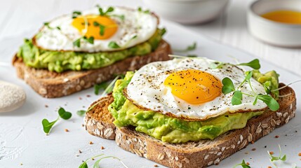 Avocado Egg Sandwiches for healthy breakfast. AI Generative
