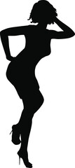 Silhouette of woman in short dress. Detailed silhouette of a woman in short party dress and high heels.