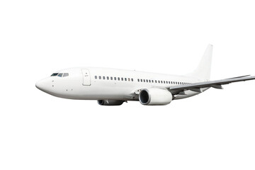 Modern white passenger airplane fly isolated