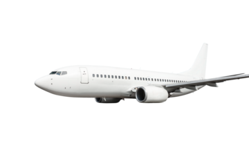 Modern white passenger airplane fly isolated