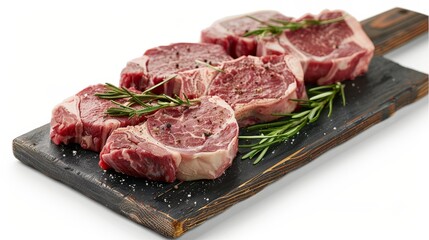 Intimate view of premium veal steaks, each cut displayed to highlight its unique qualities and suitability for specific flavors, studio lighting