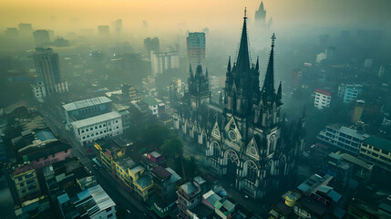 When History Meets Modernity: The Majestic Cathedral of West Bengal under a Twilight Sky