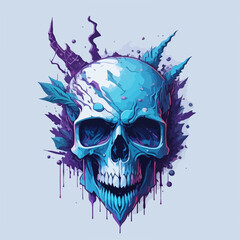 Fototapeta premium Delve into a realm of darkness and intrigue, where a glacial devil skull beckons with its chilling aura.