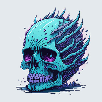 A cursed devil skull emerges from the depths, its eerie eyes and sinister presence captivating all who dare to gaze upon it.