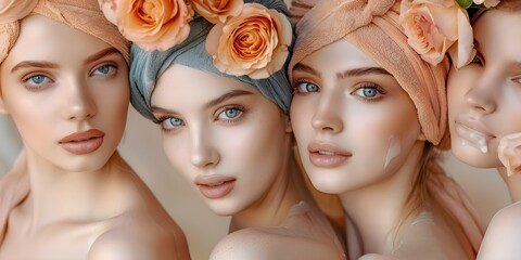 Enhancing beauty with care Models with flowers improving their condition. Concept Beauty Models, Flowers, Self Care, Improving Condition