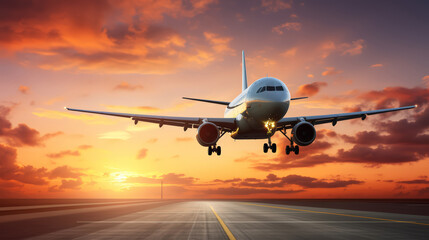 Fototapeta premium a plane is landing at airport