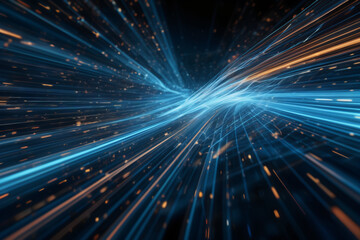 Obraz premium mesmerizing abstract depicts high-speed global data transfer: wavy flashes, ultra-fast broadband, cyber tech motion