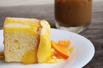 Close up of orage fruit cake