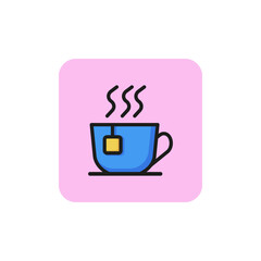 Cup of tea line icon. Tea bag, hot beverage, dish. Drink concept. Can be used for topics like coffee shop, cafe, English breakfast.