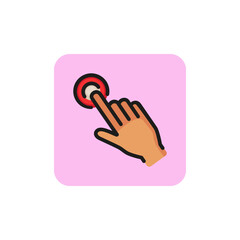 Double tap with one finger line icon. Index finger, hand, click. Gesturing concept. Can be used for topics like touchpad, touch screen, manual.