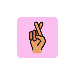 Fingers crossed line icon. Wish, cheating, hand. Gesturing concept. Can be used for topics like communication, belief, superstition.