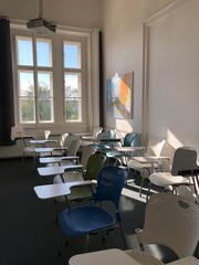 School classroom with desks