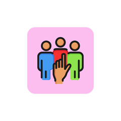 Line icon of hand choosing candidate. Hr manager, hiring, human resources. Hr management concept. For topics like business, employment, recruitment