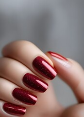 woman hands with red nail polish