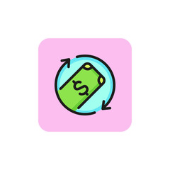 Icon of money turnover. Operating cycles, dollar, banknote. Finance concept. Can be used for topics like economy, company budget, exchanging money