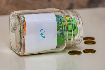 EURO money banknotes, detail photo of EUR