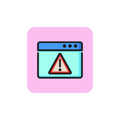 Icon of warning sign on monitor. Signal, virus, danger. Electronic caution concept. Can be used for topics like computing, alarm, prevention
