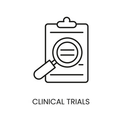 Clinical trial line vector icon with editable stroke